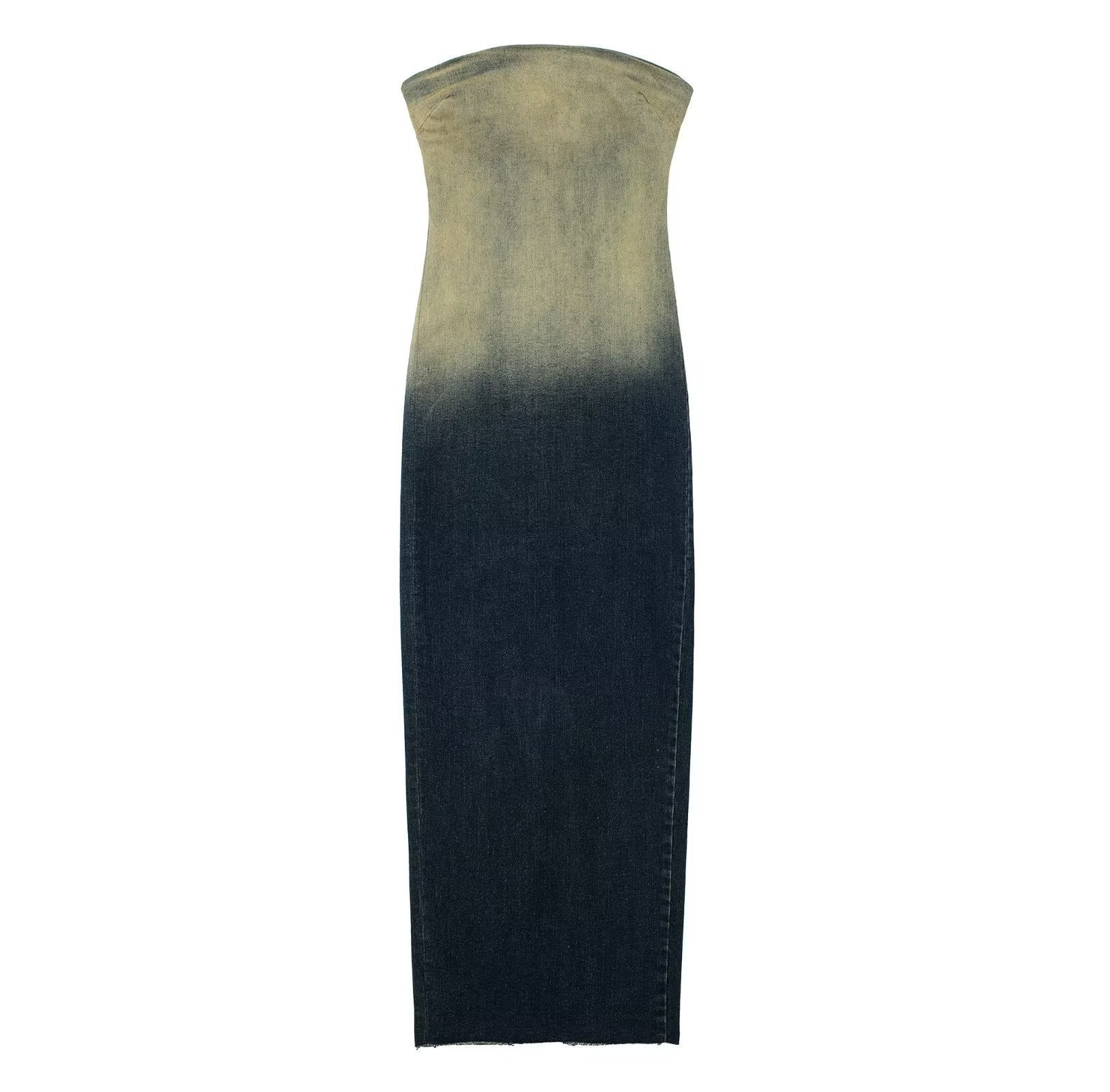 Sexy Back Zippered Strapless Denim Dresses