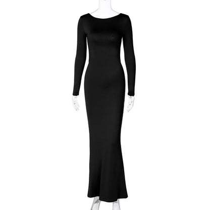Sexy Backless Lace Up Long Sleeves Dresses