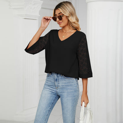 Fashion Summer Chiffon 3/4 Sleeves Women Blouses