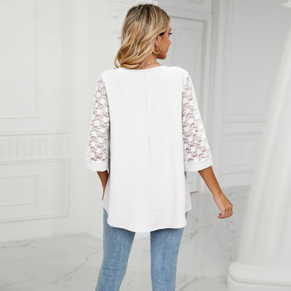 Fashion Summer Chiffon 3/4 Sleeves Women Blouses