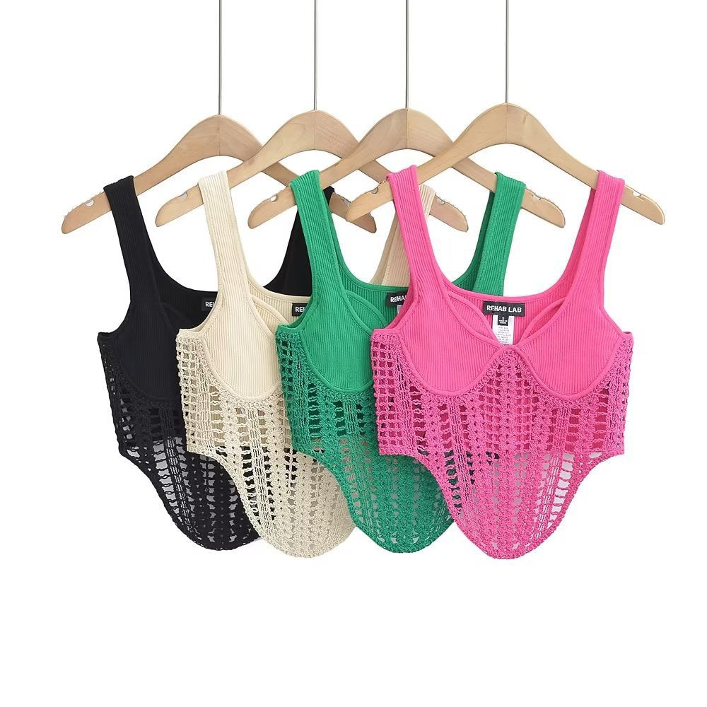 Fashion Crochet Knitted Midriff Baring Summer Tank Tops