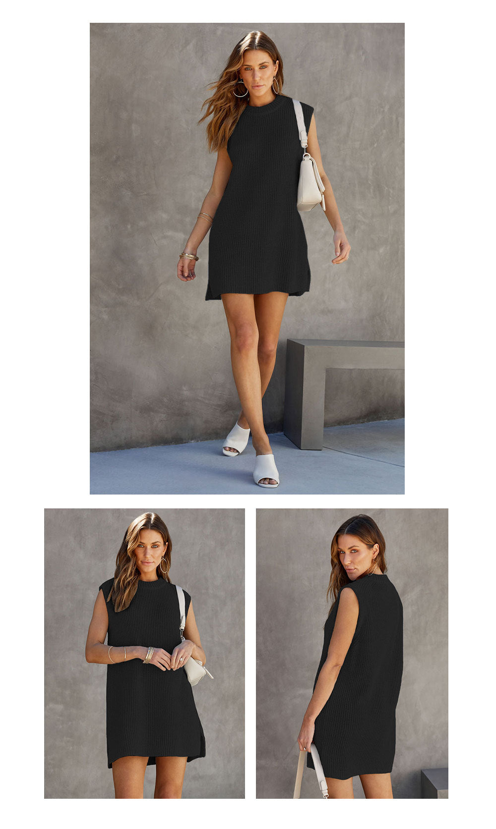 Fashion Round Neckline Knitted A Line Mini Dresses