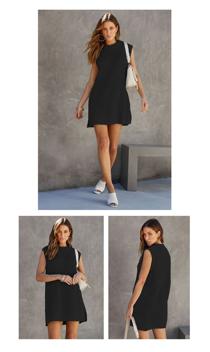 Fashion Round Neckline Knitted A Line Mini Dresses