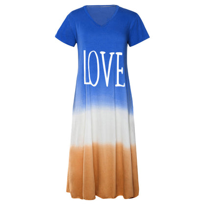 Casual Contrast Design Summer Short Sleeves Dresses