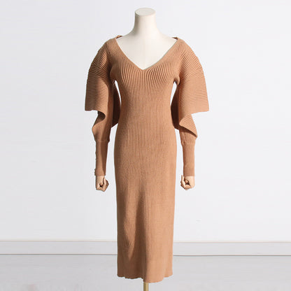 Fashion Designed Midi Length Knitted Dresses