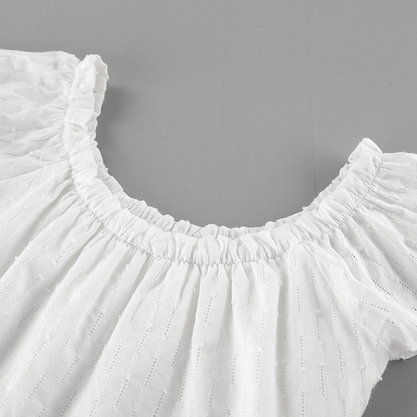 Sexy Designed Ruffled White Two Pieces Sets for Women