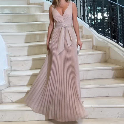 Sexy Fashion V Neck High Waist Sleeveless Evening Dresses