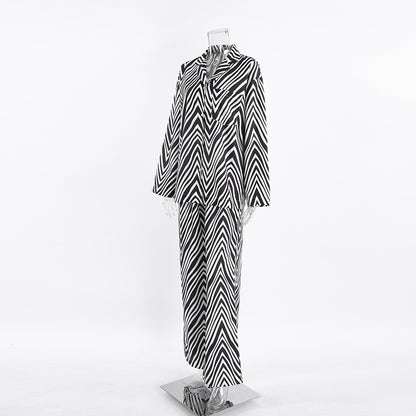 Fashion Black & White Stripes Two Pieces Suits for Women