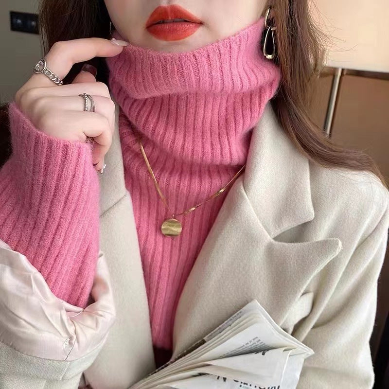 Casual High Neck Long Sleeves Knitted Sweaters