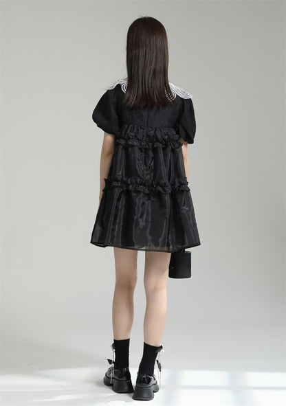 Designed Spaghetti Straps Black Short Dresses