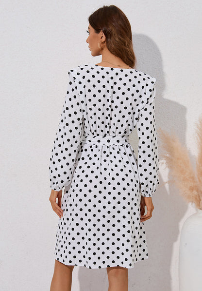 Casual Polka Dot Long Sleeves Short Dresses for Women