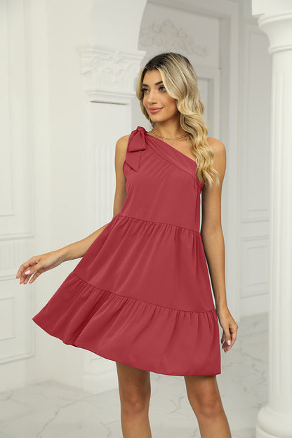 Summer Casual One Shoulder Mini Dresses