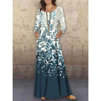 Elegant 3D Floral Print Summer Long Dresses