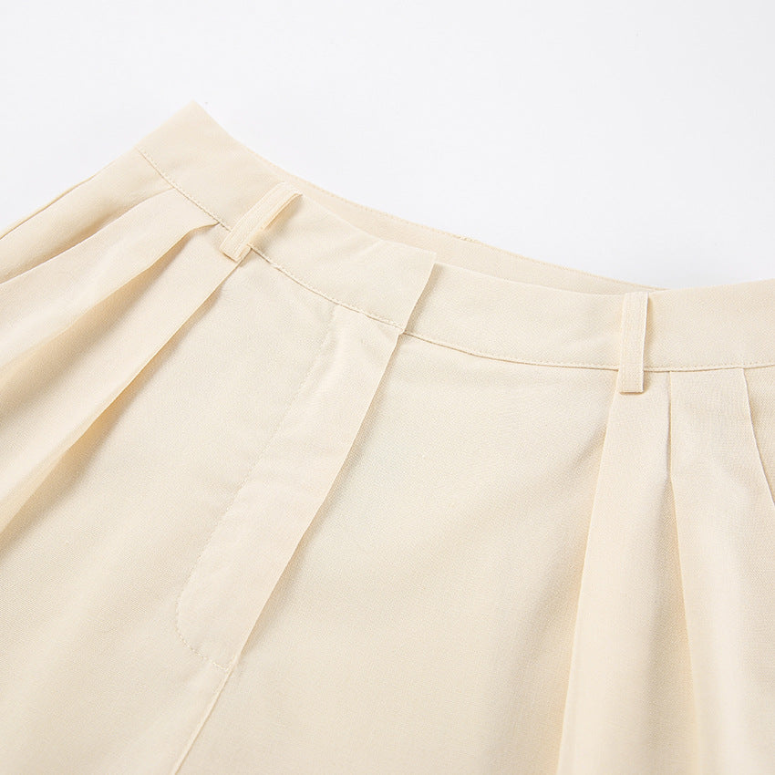 Ivory Cotton Linen Sleeveless Vest and Shorts Suits
