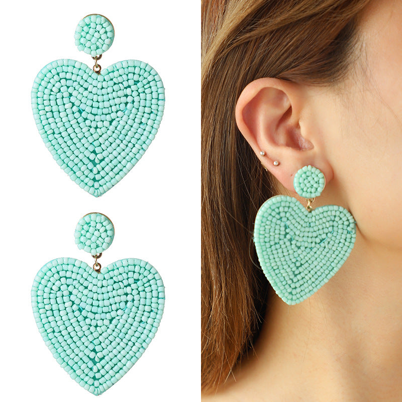 Fashion Beaded Heart Design Earrings