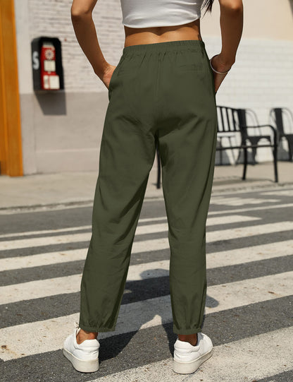 Casual Linen Drawstring Women Pants