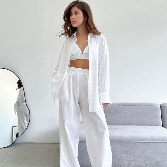 Casual 100% Cotton There Pieces Women Suits