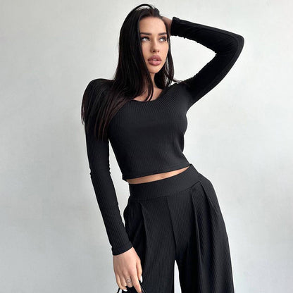 Casual Two Pieces Long Sleeves Tops & Pants