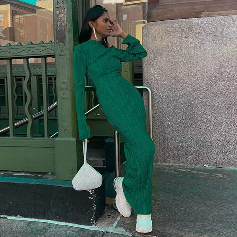 Fashion Round Neck Long Sleeves Dresses
