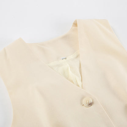 Ivory Cotton Linen Sleeveless Vest and Shorts Suits