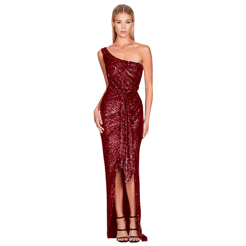 Sexy Sequined One Shoulder Party Dresses