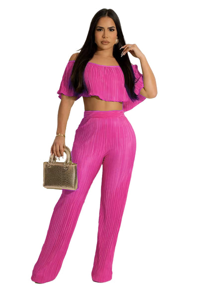 Sexy Summer Strapless Tops and Long Pants Two Pieces Suits