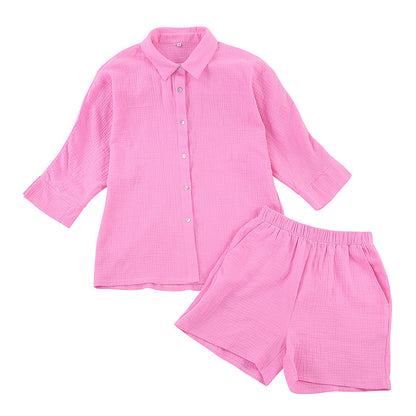 Fashion 100% Cotton Shirts & Shorts Two Pieces Sets