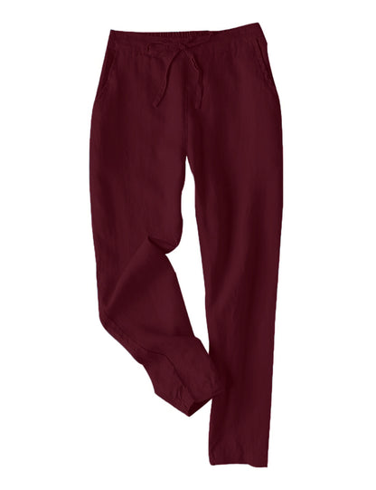 Casual Linen Drawstring Women Pants