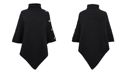 Casual High Neck Knitted Cloak Coats for Women