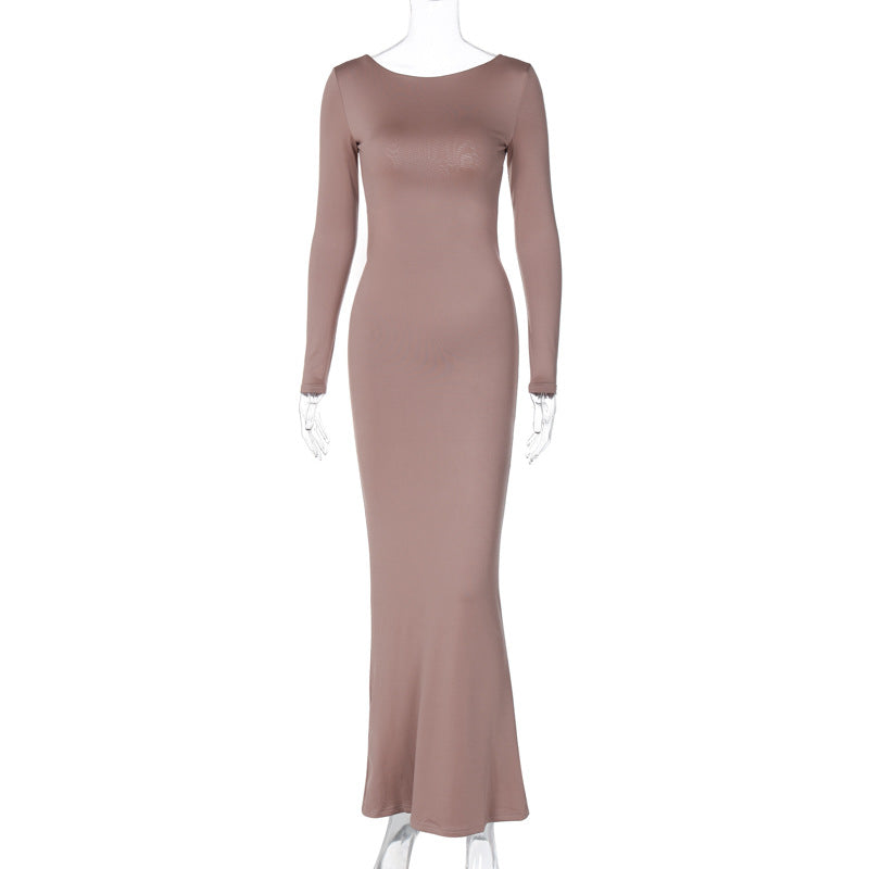Sexy Backless Lace Up Long Sleeves Dresses