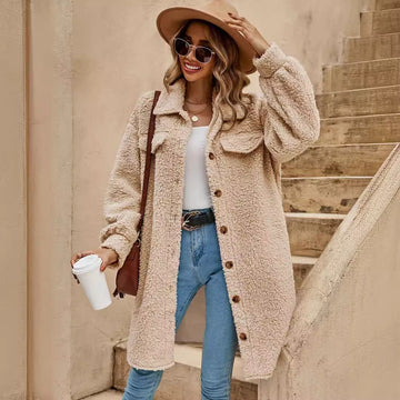 Fashion Turnover Collar Women Long Outerwear