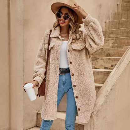 Fashion Turnover Collar Women Long Outerwear
