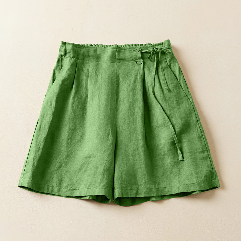 Casual Linen Elastic Waist Summer Plus Sizes Shorts