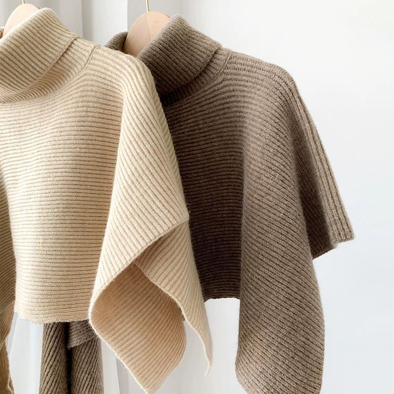 Fashion High Neck Knitted Cloak Scarves