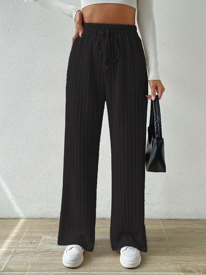 Casual Elastic High Waist Wide Legs Pants for Women