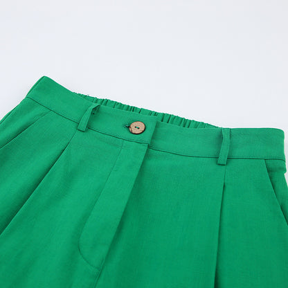 Casual Cotton Linen Sleeveless Tops & Wide Legs Pants