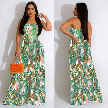 Fashion Floral Print Sleeveless Women Jumpsuits