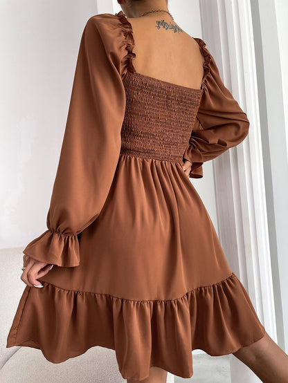 Casual Square Neckline High Waist Women Dresses