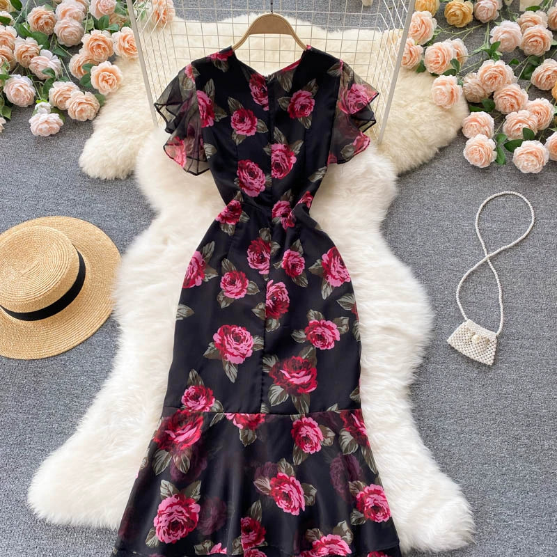 Vintage Luxury Chiffon Mermaid Women Dresses