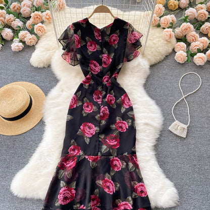 Vintage Luxury Chiffon Mermaid Women Dresses
