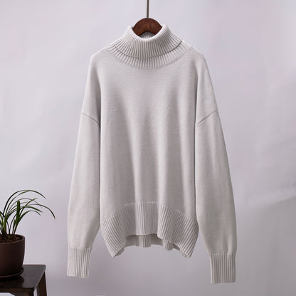 Fashion High Neck Knitted Pullover Sweaters for Women