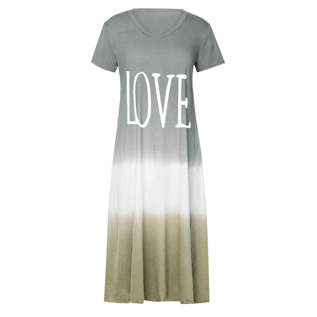 Casual Contrast Design Summer Short Sleeves Dresses