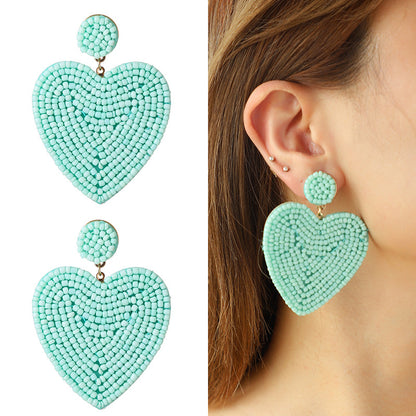 Fashion Beaded Heart Design Earrings