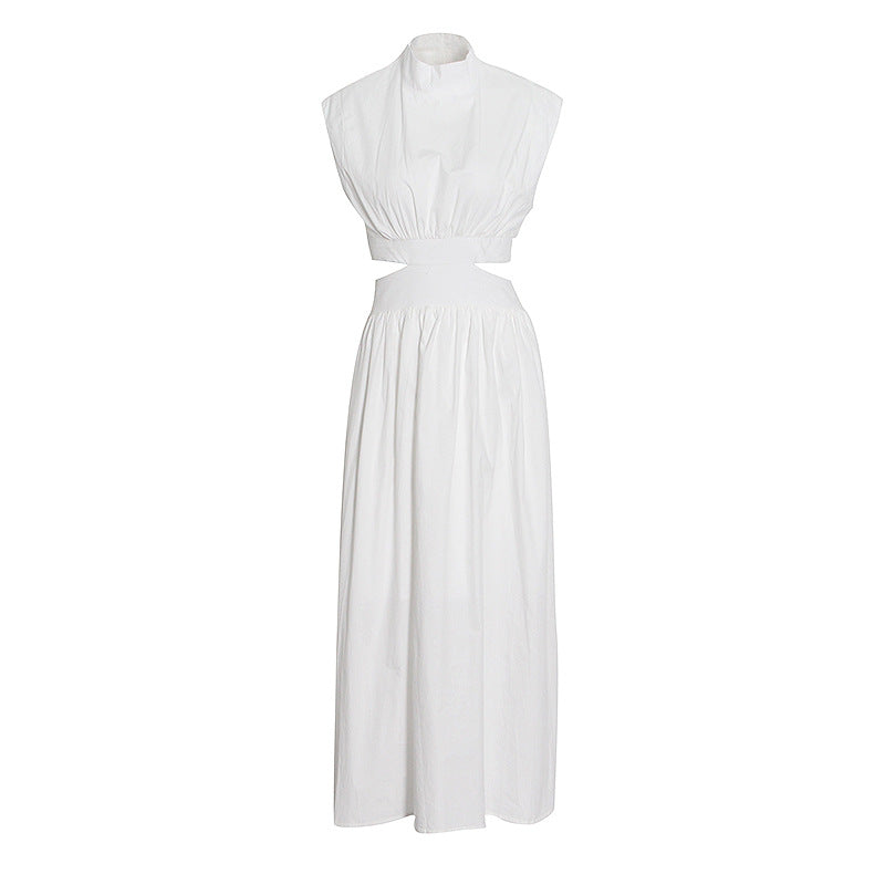 Designed Stand Collar Sleeveless Women Long Dresses