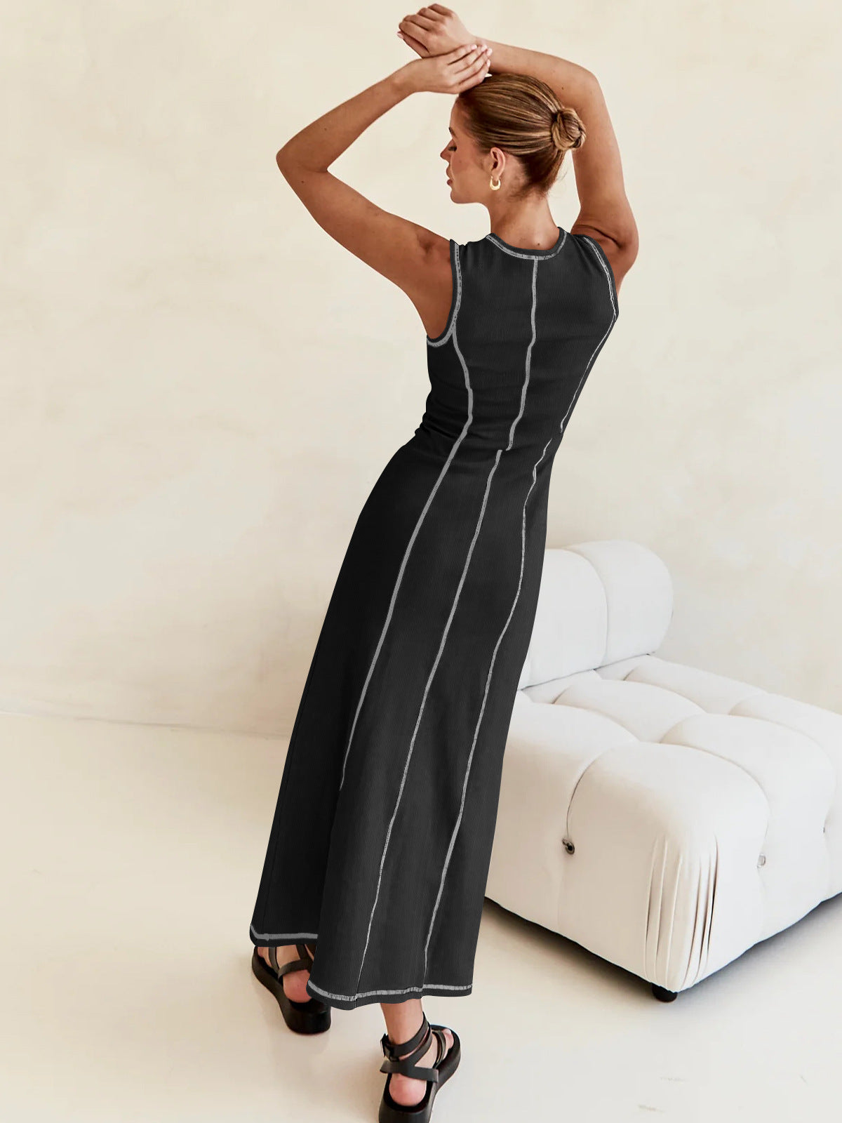 Designed Vintage Knitted Sleeveless Long Dresses