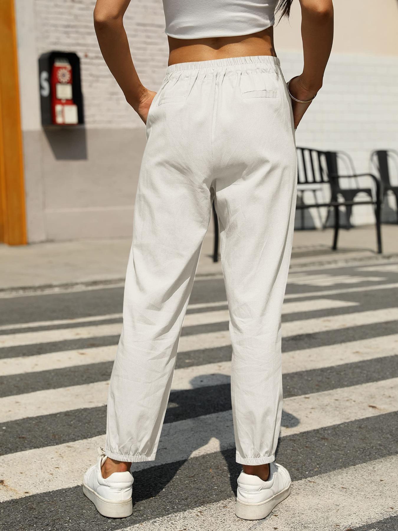 Casual Linen Drawstring Women Pants
