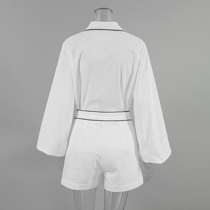 Fashion Cotton Linen Long Sleeves Shirts & Shorts