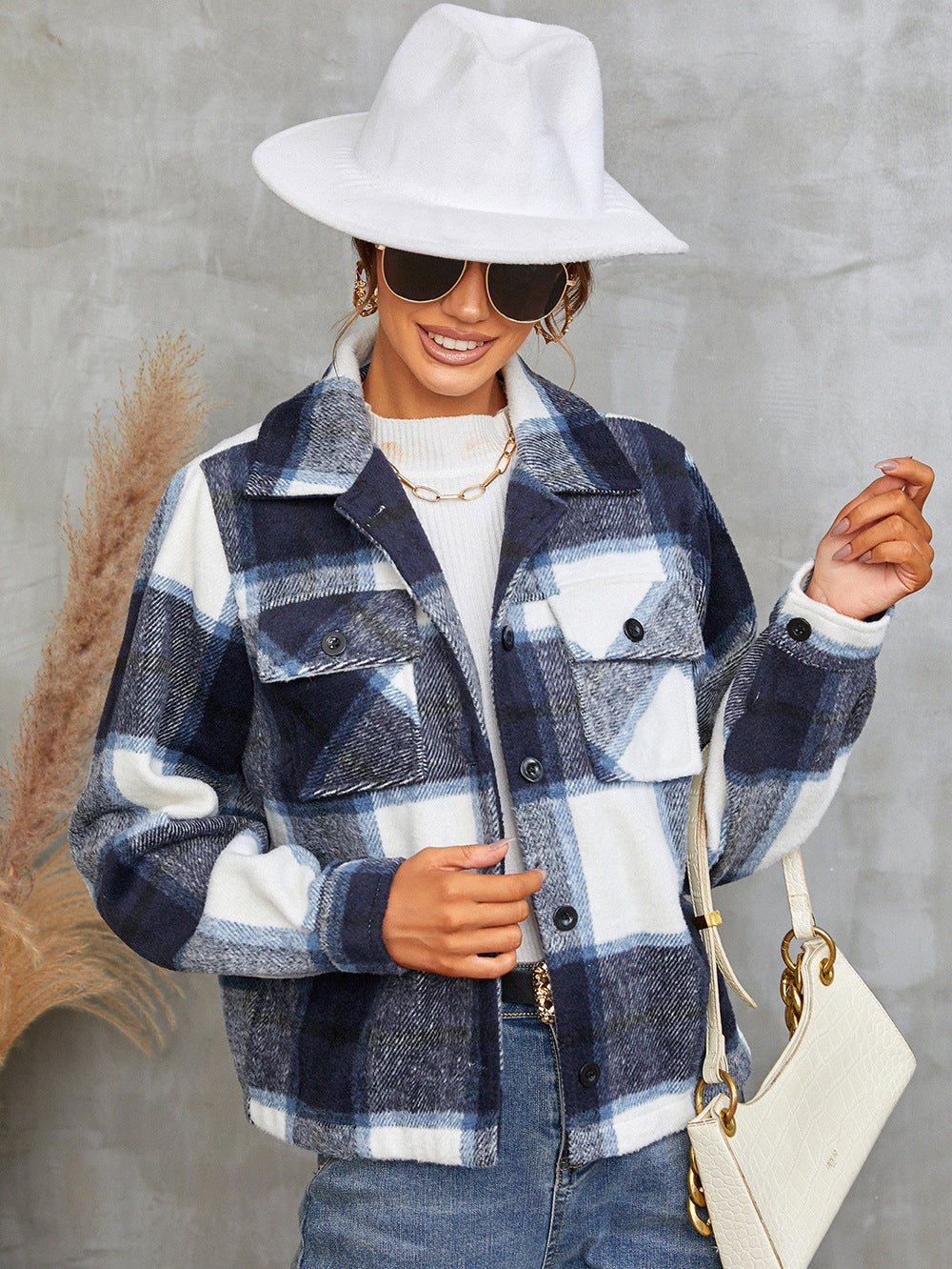 Fashion Turnover Collar Short Jackets Coats
