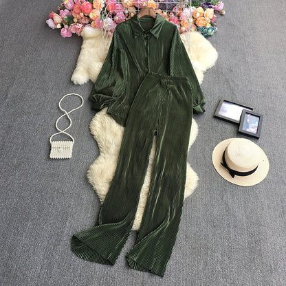 Fashion Candy Colors Long Sleeves Shirts & Elastic Long Pants