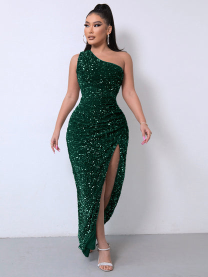 Sexy Fashion One Shoulder Sleeves Party Dresses